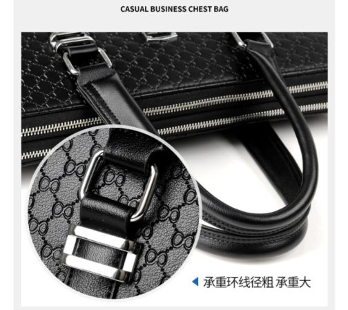 New Double Layers Men's Leather Business Briefcase - Image 4