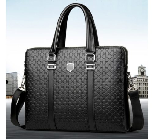 New Double Layers Men's Leather Business Briefcase - Image 2